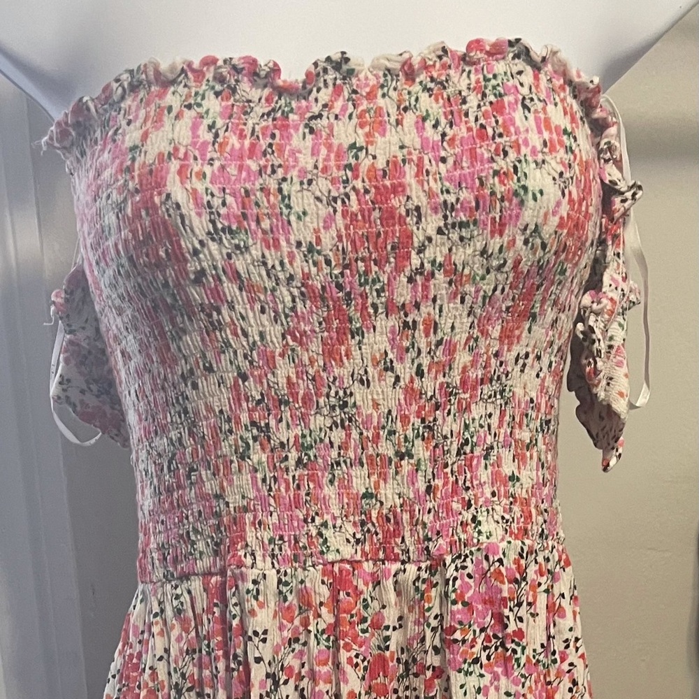 LULU’S CREAM FLORAL PRINT OFF-THE-SHOULDER DRESS